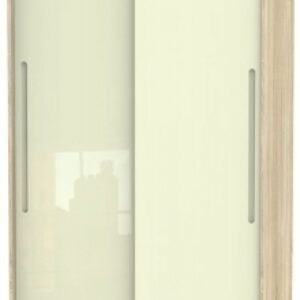 Monaco Cream Gloss and Oak Effect 2 Door Sliding Wardrobe