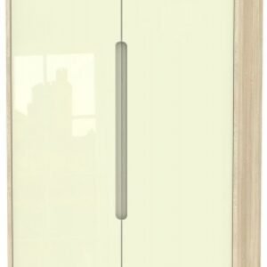 Monaco Cream Gloss and Oak Effect Midi Wardrobe