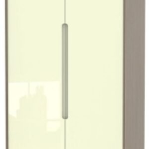 Monaco Cream Gloss and Toronto Walnut 2 Door 2 Drawer Tall Wardrobe