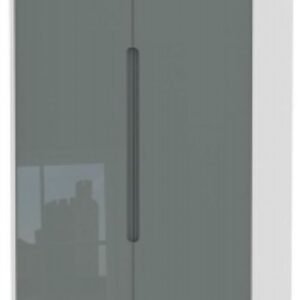 Monaco Grey Gloss and White 2 Door 2 Drawer Tall Wardrobe