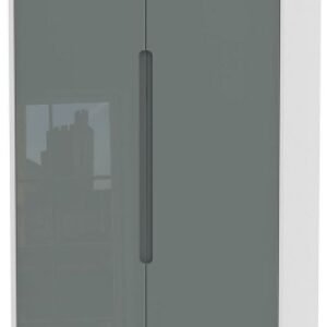 Monaco Grey Gloss and White Midi Wardrobe