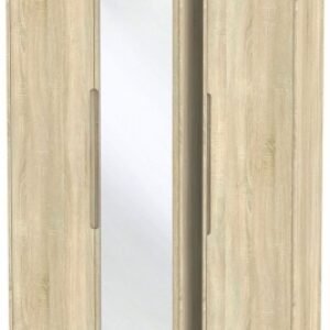 Monaco Oak Effect 3 Door Tall Triple Wardrobe - 1 Mirror