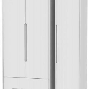 Monaco White 3 Door Tall Triple Wardrobe - LHF 2 Drawers