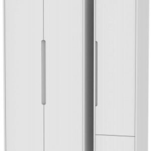 Monaco White 3 Door Tall Triple Wardrobe - RHF 2 Drawers