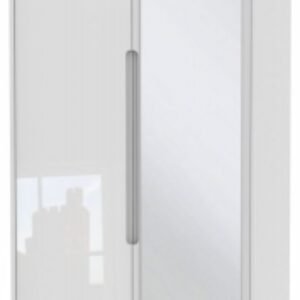 Monaco White Gloss 2 Door Tall Wardrobe - 1 Mirror