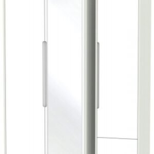 Monaco White and Cashmere 3 Door Tall Combi Wardrobe - 1 Mirror and RHF 2 Drawers