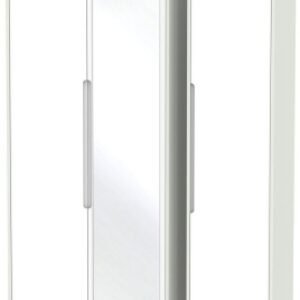 Monaco White and Cashmere3 Door Tall Triple Wardrobe - 1 Mirror