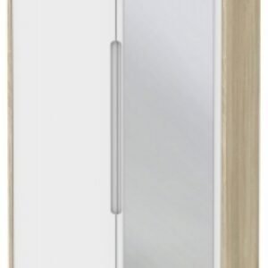 Monaco White and Oak Effect 2 Door Tall Combi Wardrobe - 1 Mirror