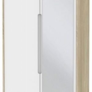 Monaco White and Oak Effect 2 Door Tall Wardrobe - 1 Mirror