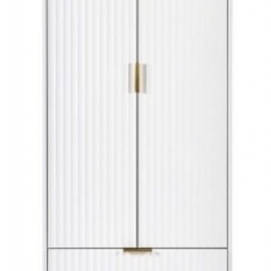 Murano Ribbed White 2 Door 1 Drawer Double Wardrobe