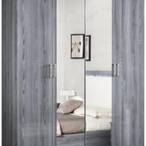 Nicole Grey Italian 4 Door Wardrobe with Mirrors