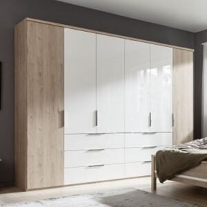 Nolte Concept Me 100 Imitation Sonoma Oak and Polar White 6 Door Combi Wardrobe - 320cm