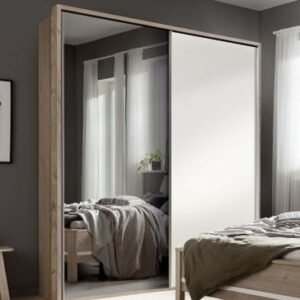 Nolte Concept Me 300 Imitation Artisan Oak and Polar White 2 Door Sliding Wardrobe with 1 Mirror Front - 200cm