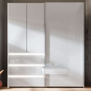 Nolte Concept Me 320 Polar White 2 Hinged Door and 1 Sliding Door Combi Wardrobe with 3 Drawers - 200cm