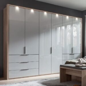 Nolte Horizont 100 Imitation Sonoma Oak and Silk Grey 6 Door 6 Drawer Combi Wardrobe - 360cm