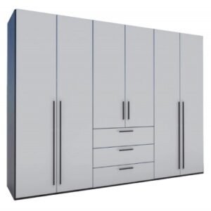 Nolte Horizont 110 Basalt and Polar White 6 Door 3 Drawer Combi Wardrobe - 300cm