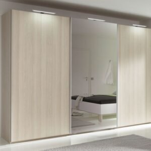 Nolte Marcato2.1 Imitation Jackson Oak 3 Door Sliding Wardrobe with 1 Mirror Front - 300cm