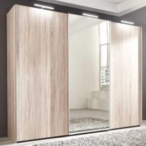 Nolte Marcato2.1 Imitation Sonoma Oak 3 Door Sliding Wardrobe with 1 Mirror Front - 300cm