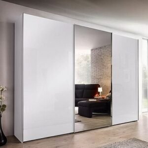 Nolte Savena Polar White 3 Door Sliding Wardrobe with 1 Mirror Front - 270cm