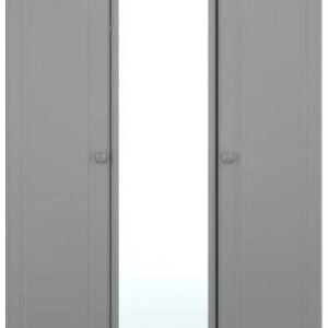 Norfolk Grey and Oak Effect 3 Door Triple Wardrobe - 1 Mirror