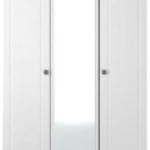 Norfolk White and Oak Effect 3 Door Triple Wardrobe - 1 Mirror