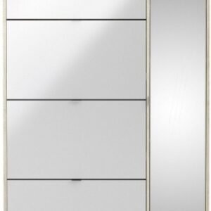 Oak Effect 1 Mirror Door and 4 Drawer Shoe Cabinet