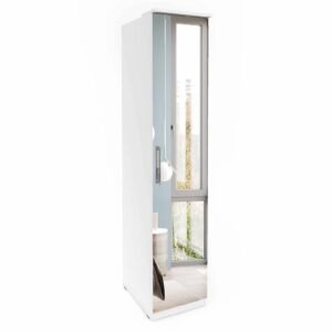 Olathe Mirrored Wooden Wardrobe With 1 Door In White