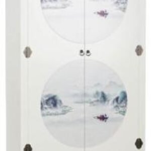 Oriental White Wooden 2 Door Wardrobe