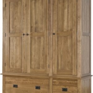 Originals Rustic Oak 3 Door 2 Drawer Wardrobe