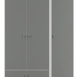 Padstow Grey and White 3 Door Tall Triple Wardrobe - LHF 2 Drawers