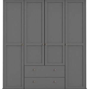 Paris Grey 4 Door 2 Drawer Wardrobe