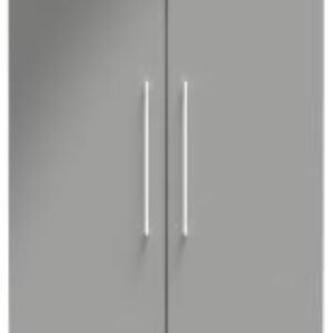 Paris Grey Gloss 2 Door Plain Tall Wardrobe