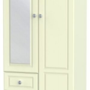 Pembroke Cream 2 Door Combi Wardrobe - 1 Mirror RHF 3 Drawers