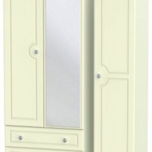 Pembroke Cream 3 Door Combi Wardrobe - 1 Mirror and LHF 2 Drawers