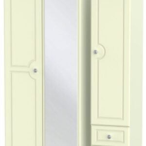 Pembroke Cream 3 Door Combi Wardrobe - 1 Mirror and RHF 2 Drawers