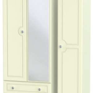 Pembroke Cream 3 Door Tall Combi Wardrobe - 1 Mirror and LHF 2 Drawers