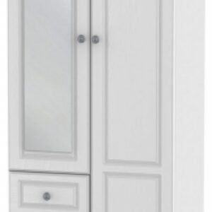 Pembroke White 2 Door Combi Wardrobe - 1 Mirror RHF 3 Drawers