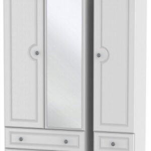 Pembroke White 3 Door Combi Wardrobe - 1 Mirror