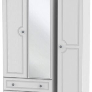 Pembroke White 3 Door Combi Wardrobe - 1 Mirror and LHF 2 Drawers