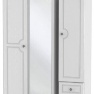 Pembroke White 3 Door Combi Wardrobe - 1 Mirror and RHF 2 Drawers