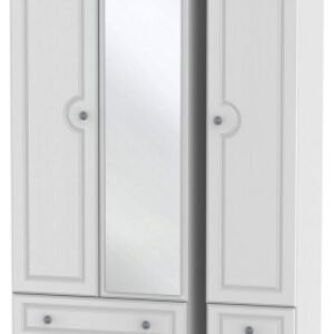 Pembroke White 3 Door Tall Combi Wardrobe - 1 Mirror