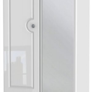 Pembroke White Gloss 2 Door Combi Wardrobe - 1 Mirror