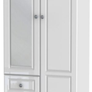 Pembroke White Gloss 2 Door Combi Wardrobe - 1 Mirror RHF 3 Drawers