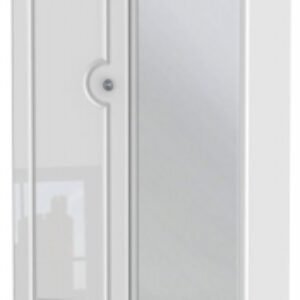 Pembroke White Gloss 2 Door Tall Combi Wardrobe - 1 Mirror