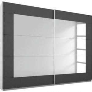 Rauch Alegro 181cm Grey 2 Door Mirror Sliding Wardrobe - White Carcase