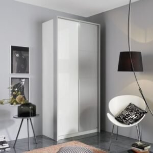 Rauch Bellezza 96cm White and Silk Grey 2 Door Wardrobe