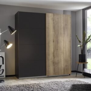 Rauch Halifax 181cm Metallic Grey and Oak 2 Door Sliding Wardrobe