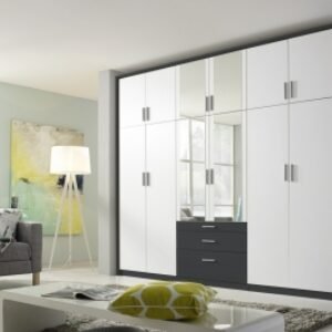 Rauch Hildesheim Extra 275cm Metallic Grey and White 12 Door Combi Wardrobe