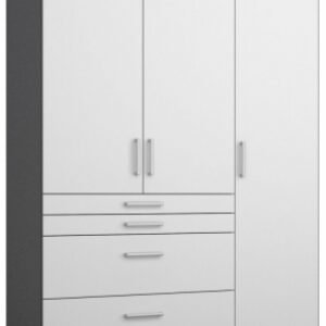 Rauch Homburg 136cm Grey and White 3 Door Wardrobe with Drawers