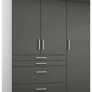 Rauch Homburg 136cm White and Grey 3 Door Wardrobe with Drawers